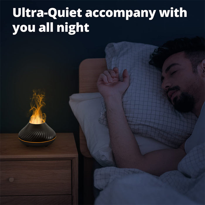 Volcanic Flame Aroma Diffuser & Essential Oil Lamp | 130ml USB Portable Air Humidifier with Colorful Night Light and LED Mist Maker