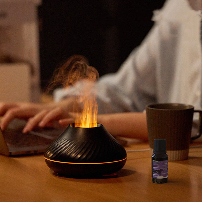 Volcanic Flame Aroma Diffuser & Essential Oil Lamp | 130ml USB Portable Air Humidifier with Colorful Night Light and LED Mist Maker