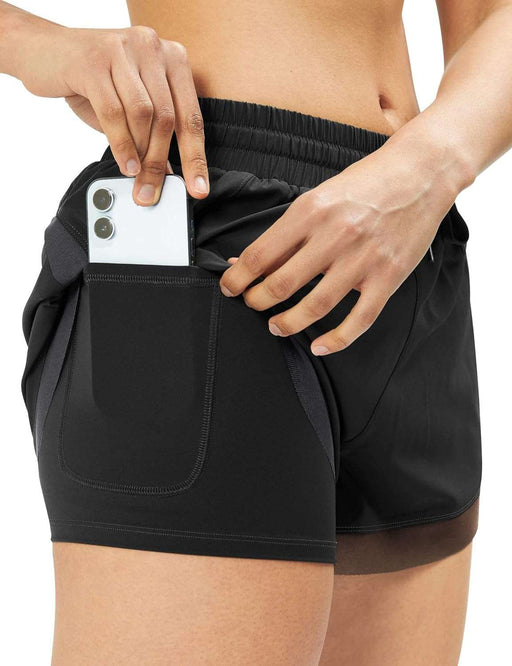 Running Athletic Shorts for Women Quick Dry 2 in 1 with Pockets